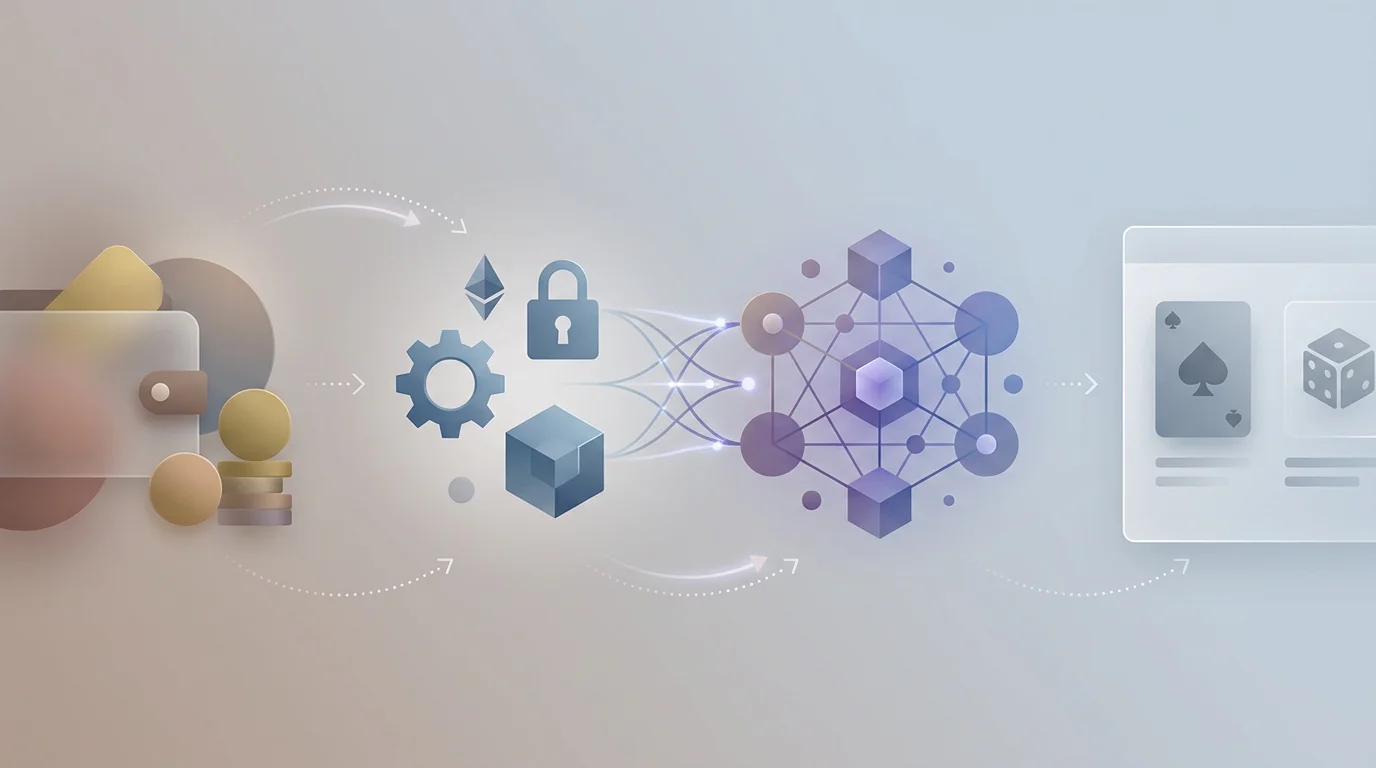 Diagram konseptual alur IDR, aset kripto, jaringan blockchain, dan CHEXX