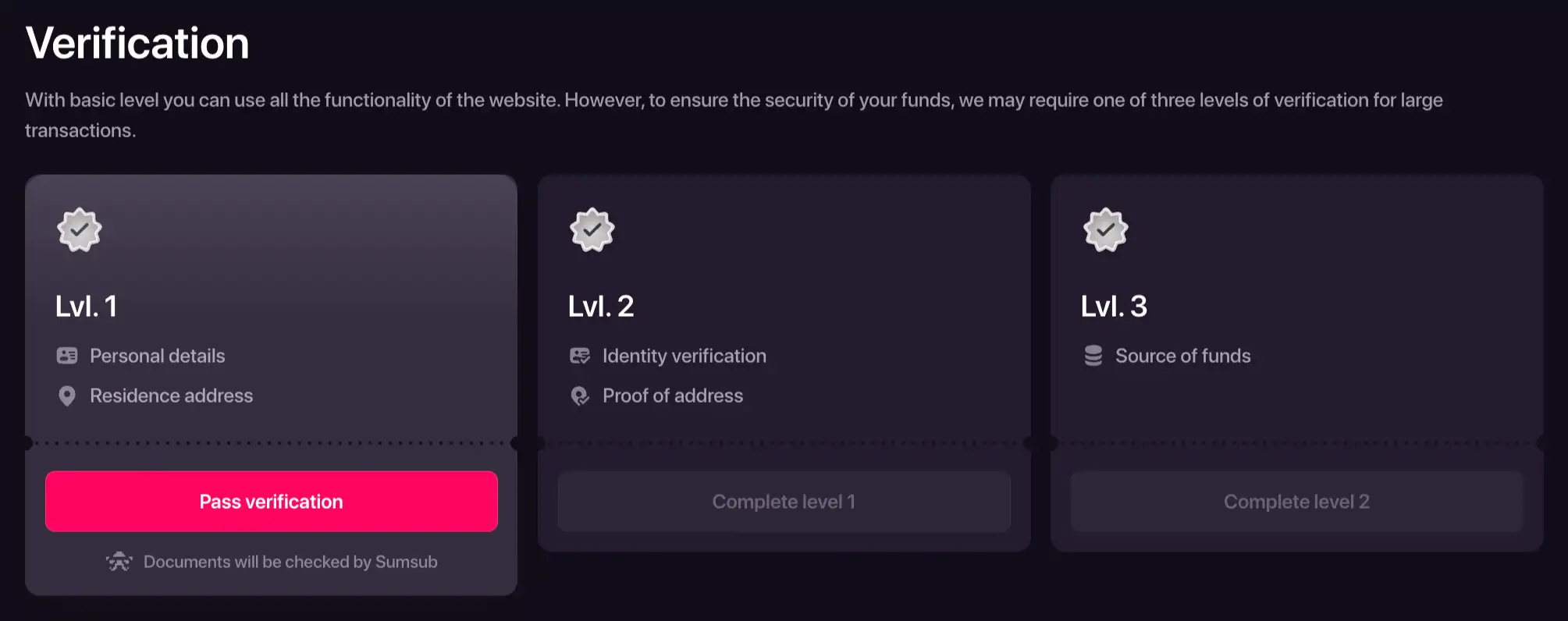 Layar account atau KYC CHEXX tanpa data identitas